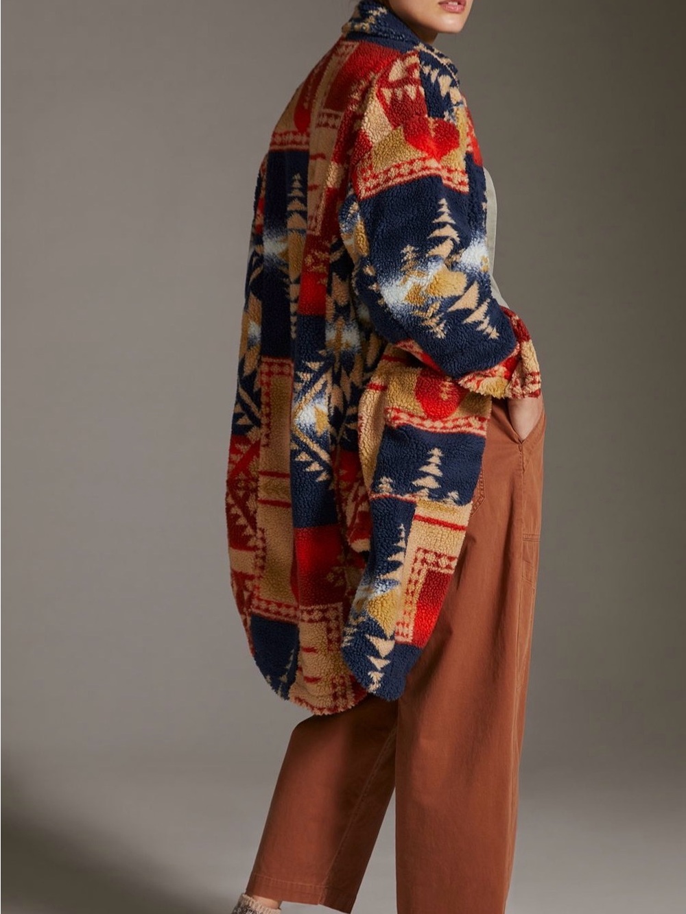 Anthropologie Pilcro Shetpa Duster Jacket Size Medium Red paterrn $169.95 - Picture 6 of 8